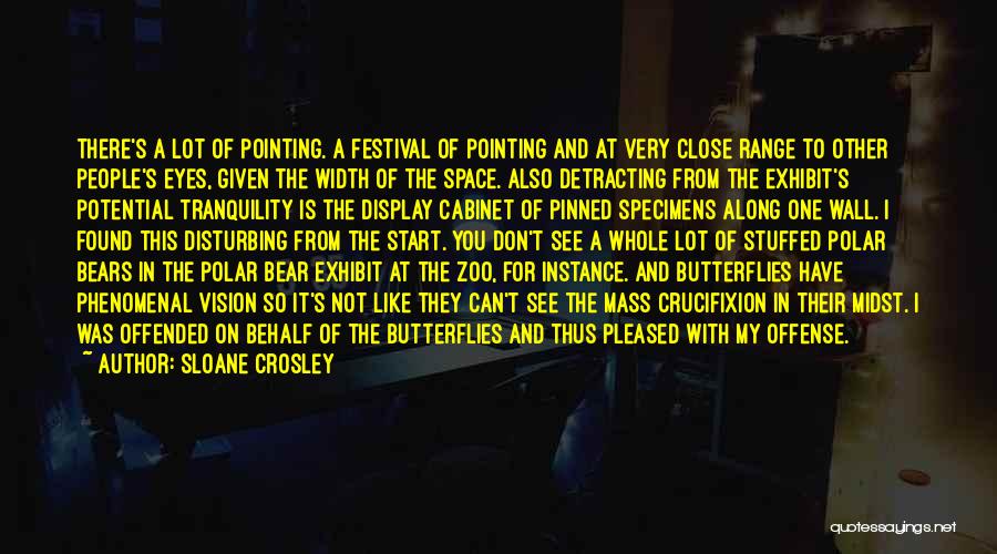 Sloane Crosley Quotes: There's A Lot Of Pointing. A Festival Of Pointing And At Very Close Range To Other People's Eyes, Given The