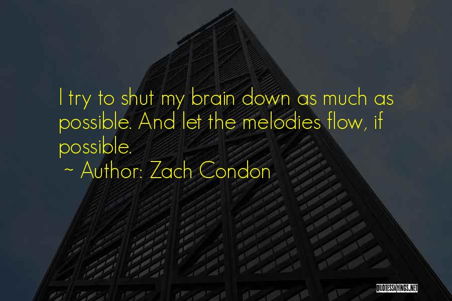 Zach Condon Quotes: I Try To Shut My Brain Down As Much As Possible. And Let The Melodies Flow, If Possible.
