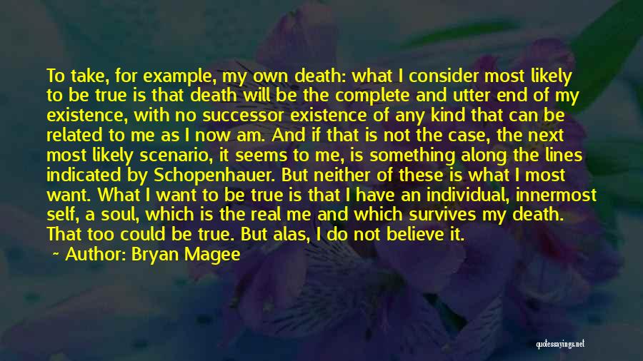 Bryan Magee Quotes: To Take, For Example, My Own Death: What I Consider Most Likely To Be True Is That Death Will Be