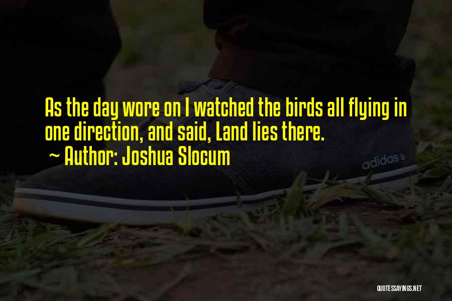 Joshua Slocum Quotes: As The Day Wore On I Watched The Birds All Flying In One Direction, And Said, Land Lies There.