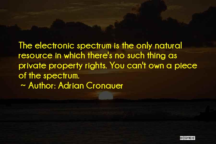 Adrian Cronauer Quotes: The Electronic Spectrum Is The Only Natural Resource In Which There's No Such Thing As Private Property Rights. You Can't