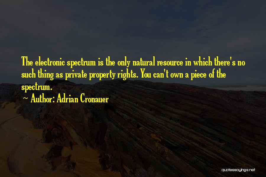 Adrian Cronauer Quotes: The Electronic Spectrum Is The Only Natural Resource In Which There's No Such Thing As Private Property Rights. You Can't