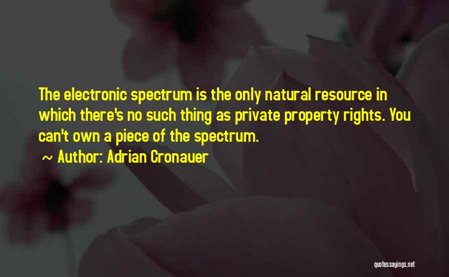 Adrian Cronauer Quotes: The Electronic Spectrum Is The Only Natural Resource In Which There's No Such Thing As Private Property Rights. You Can't