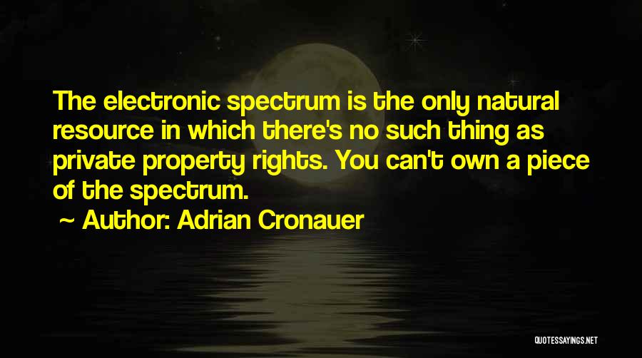 Adrian Cronauer Quotes: The Electronic Spectrum Is The Only Natural Resource In Which There's No Such Thing As Private Property Rights. You Can't