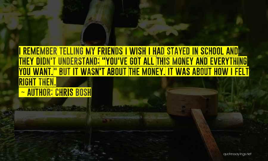 Chris Bosh Quotes: I Remember Telling My Friends I Wish I Had Stayed In School And They Didn't Understand: You've Got All This