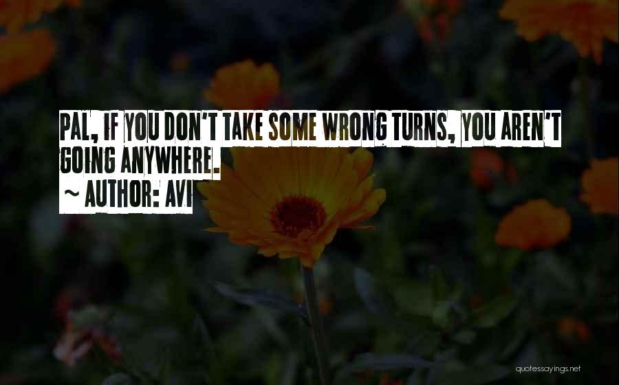 Avi Quotes: Pal, If You Don't Take Some Wrong Turns, You Aren't Going Anywhere.