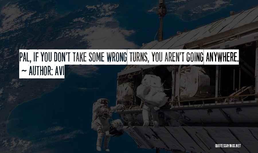 Avi Quotes: Pal, If You Don't Take Some Wrong Turns, You Aren't Going Anywhere.