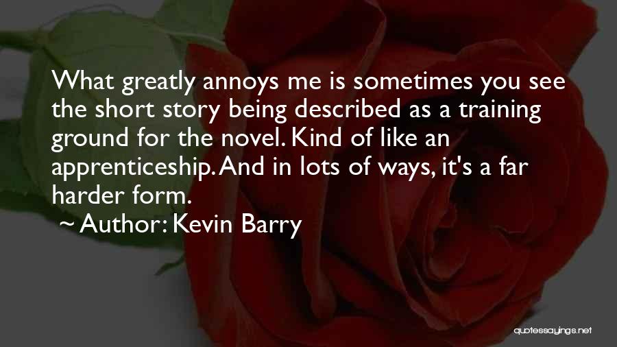 Kevin Barry Quotes: What Greatly Annoys Me Is Sometimes You See The Short Story Being Described As A Training Ground For The Novel.