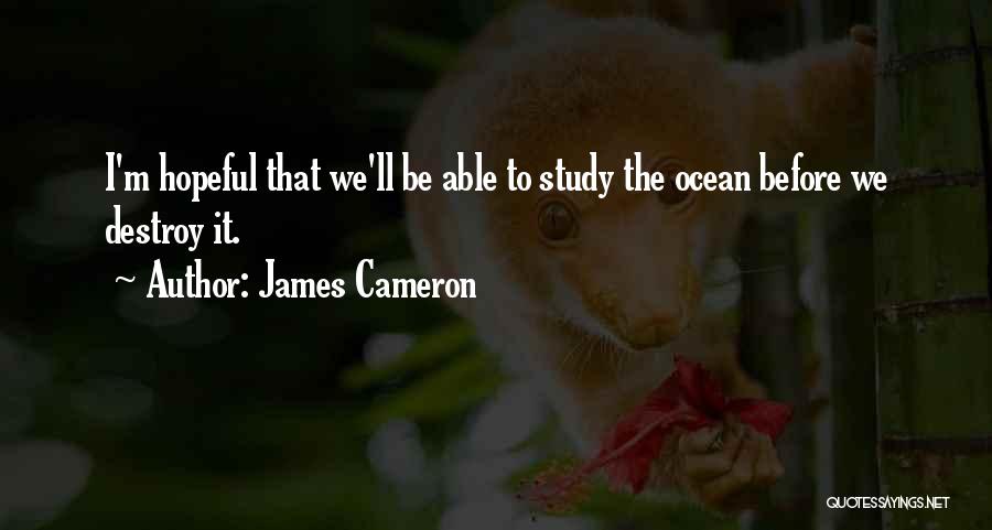 James Cameron Quotes: I'm Hopeful That We'll Be Able To Study The Ocean Before We Destroy It.