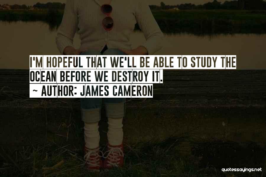 James Cameron Quotes: I'm Hopeful That We'll Be Able To Study The Ocean Before We Destroy It.