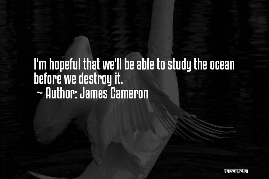 James Cameron Quotes: I'm Hopeful That We'll Be Able To Study The Ocean Before We Destroy It.