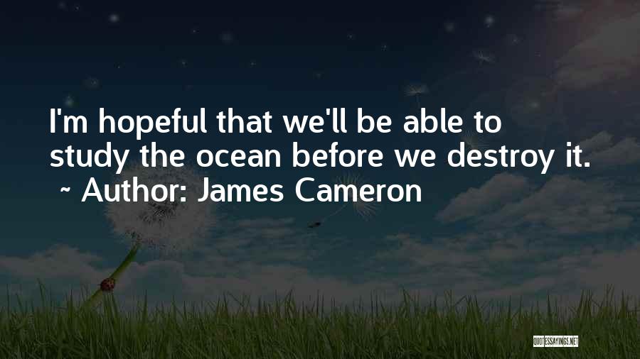 James Cameron Quotes: I'm Hopeful That We'll Be Able To Study The Ocean Before We Destroy It.