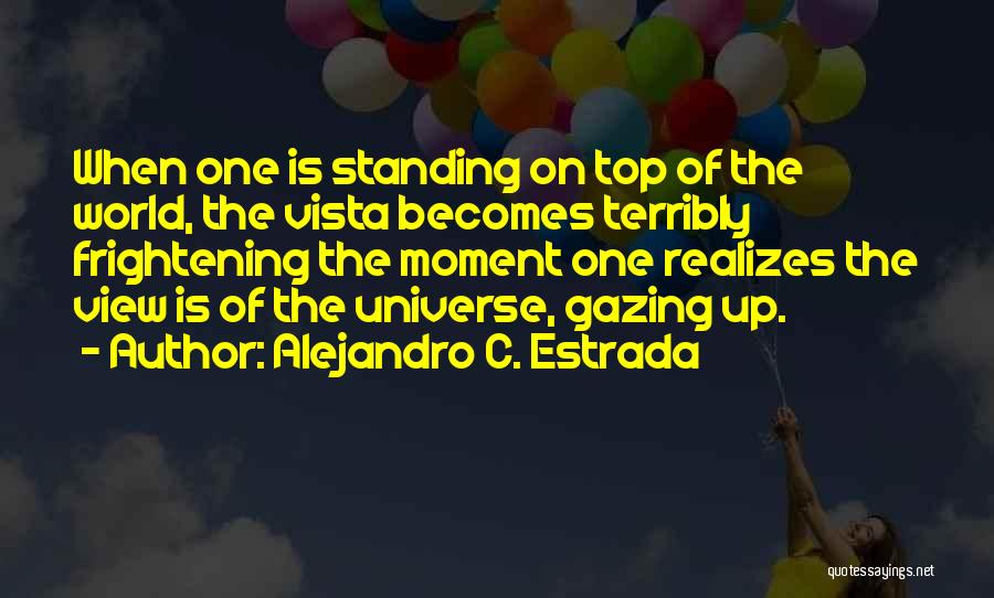 Alejandro C. Estrada Quotes: When One Is Standing On Top Of The World, The Vista Becomes Terribly Frightening The Moment One Realizes The View