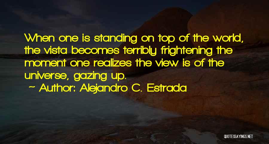 Alejandro C. Estrada Quotes: When One Is Standing On Top Of The World, The Vista Becomes Terribly Frightening The Moment One Realizes The View