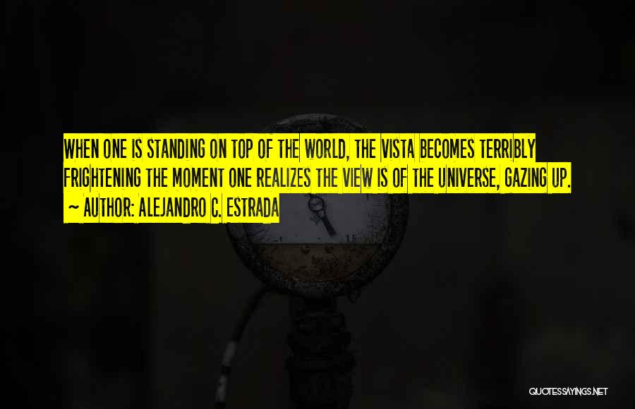 Alejandro C. Estrada Quotes: When One Is Standing On Top Of The World, The Vista Becomes Terribly Frightening The Moment One Realizes The View