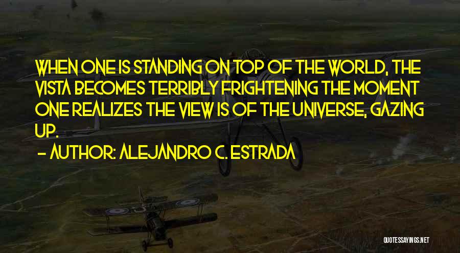 Alejandro C. Estrada Quotes: When One Is Standing On Top Of The World, The Vista Becomes Terribly Frightening The Moment One Realizes The View