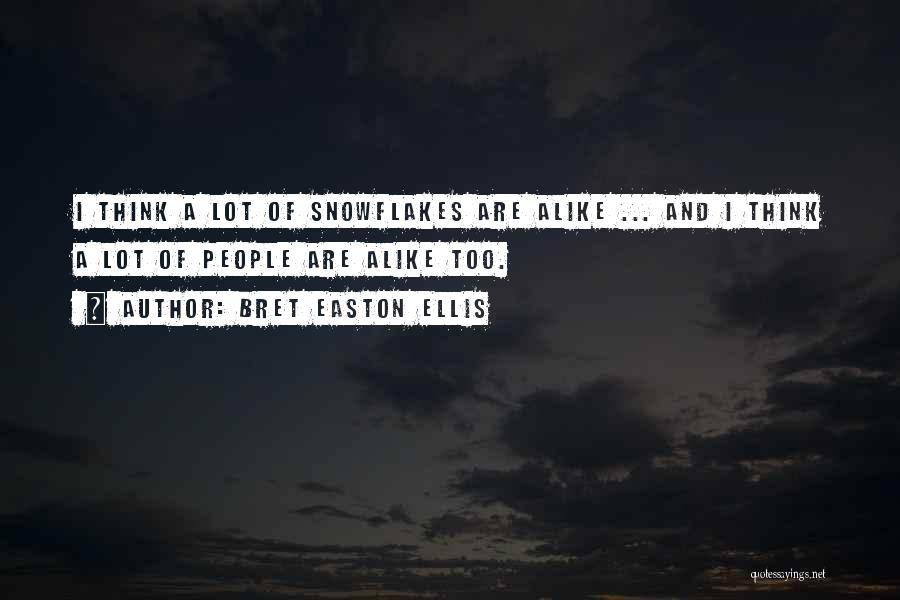 Bret Easton Ellis Quotes: I Think A Lot Of Snowflakes Are Alike ... And I Think A Lot Of People Are Alike Too.