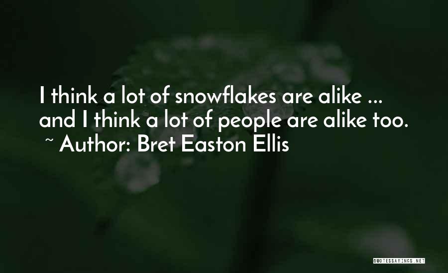 Bret Easton Ellis Quotes: I Think A Lot Of Snowflakes Are Alike ... And I Think A Lot Of People Are Alike Too.