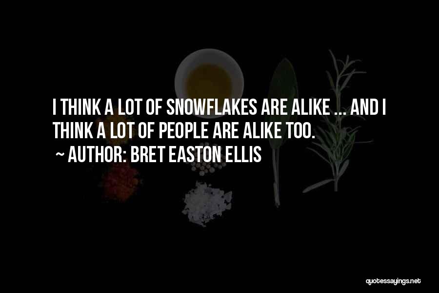 Bret Easton Ellis Quotes: I Think A Lot Of Snowflakes Are Alike ... And I Think A Lot Of People Are Alike Too.