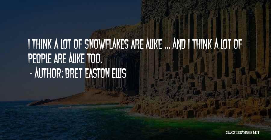 Bret Easton Ellis Quotes: I Think A Lot Of Snowflakes Are Alike ... And I Think A Lot Of People Are Alike Too.