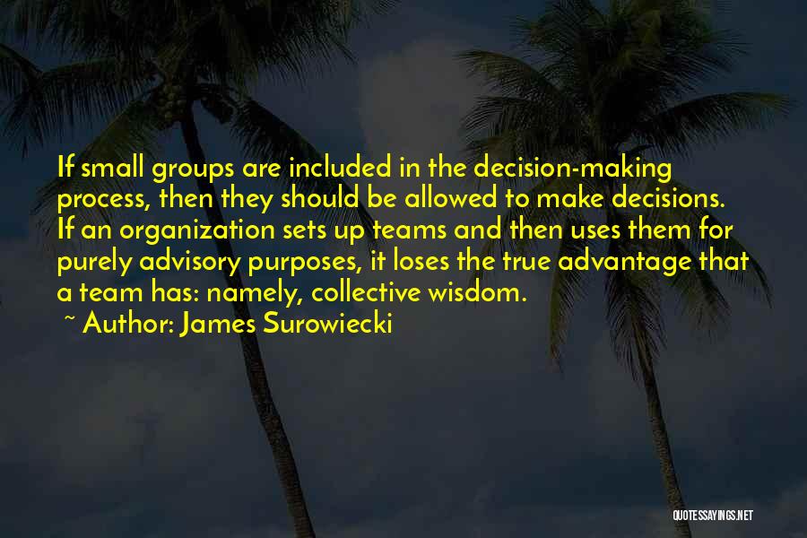 James Surowiecki Quotes: If Small Groups Are Included In The Decision-making Process, Then They Should Be Allowed To Make Decisions. If An Organization