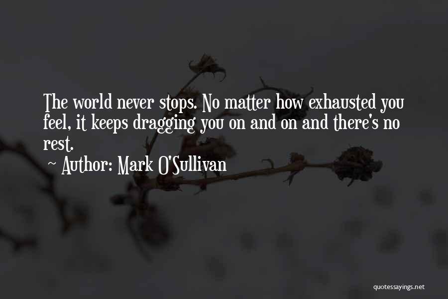 Mark O'Sullivan Quotes: The World Never Stops. No Matter How Exhausted You Feel, It Keeps Dragging You On And On And There's No