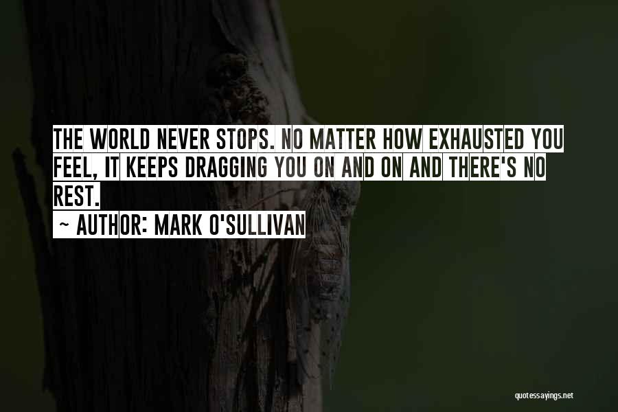 Mark O'Sullivan Quotes: The World Never Stops. No Matter How Exhausted You Feel, It Keeps Dragging You On And On And There's No