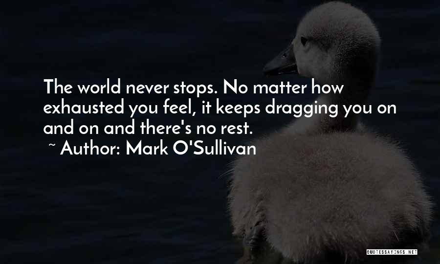 Mark O'Sullivan Quotes: The World Never Stops. No Matter How Exhausted You Feel, It Keeps Dragging You On And On And There's No