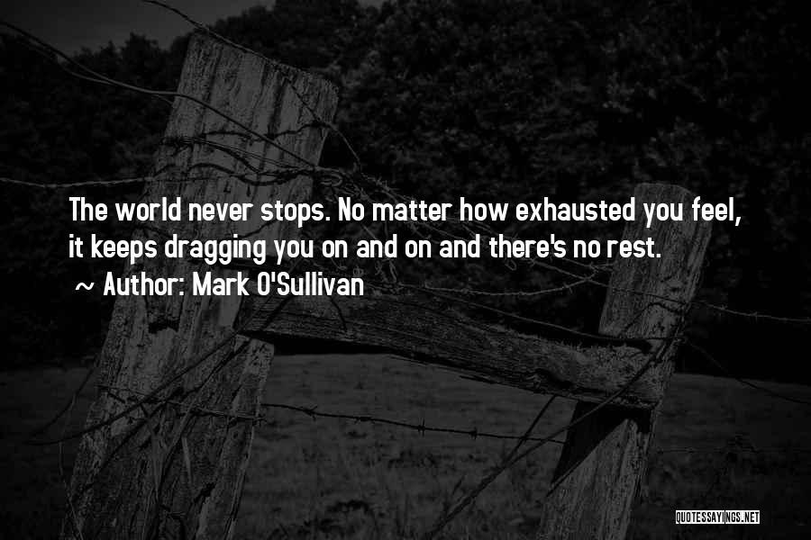 Mark O'Sullivan Quotes: The World Never Stops. No Matter How Exhausted You Feel, It Keeps Dragging You On And On And There's No