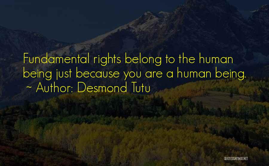 Desmond Tutu Quotes: Fundamental Rights Belong To The Human Being Just Because You Are A Human Being.