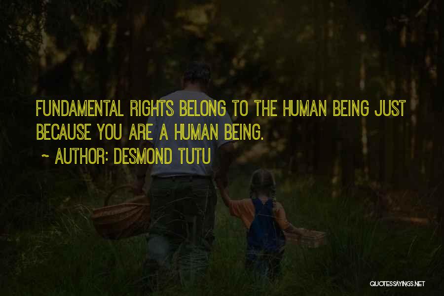 Desmond Tutu Quotes: Fundamental Rights Belong To The Human Being Just Because You Are A Human Being.