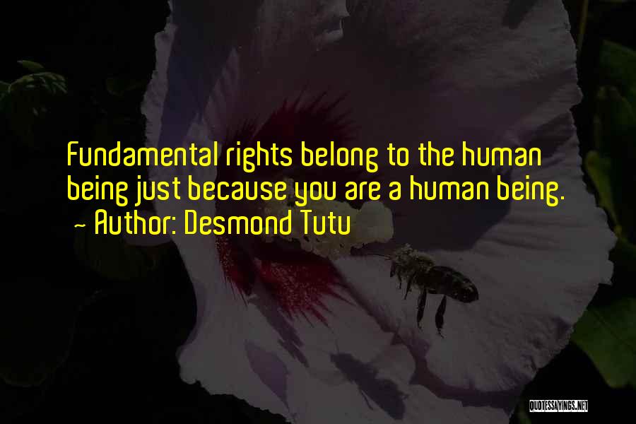 Desmond Tutu Quotes: Fundamental Rights Belong To The Human Being Just Because You Are A Human Being.