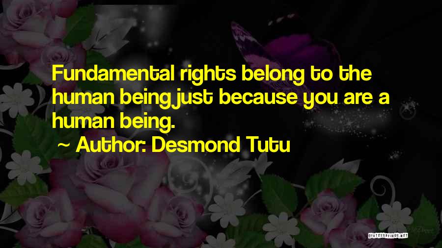 Desmond Tutu Quotes: Fundamental Rights Belong To The Human Being Just Because You Are A Human Being.