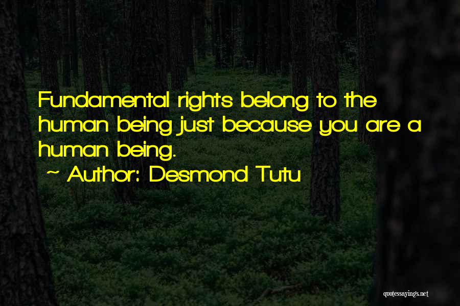 Desmond Tutu Quotes: Fundamental Rights Belong To The Human Being Just Because You Are A Human Being.