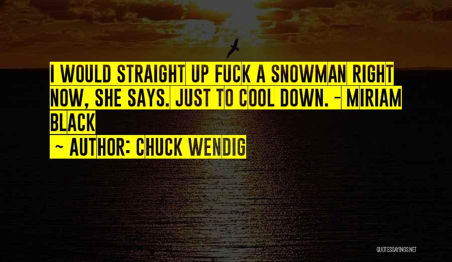 Chuck Wendig Quotes: I Would Straight Up Fuck A Snowman Right Now, She Says. Just To Cool Down. - Miriam Black