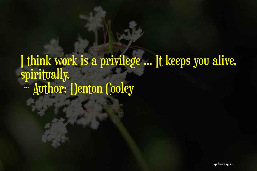 Denton Cooley Quotes: I Think Work Is A Privilege ... It Keeps You Alive, Spiritually.