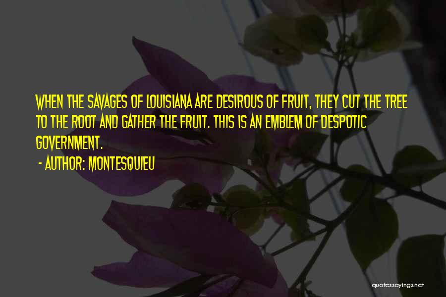 Montesquieu Quotes: When The Savages Of Louisiana Are Desirous Of Fruit, They Cut The Tree To The Root And Gather The Fruit.