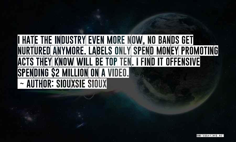 Siouxsie Sioux Quotes: I Hate The Industry Even More Now, No Bands Get Nurtured Anymore. Labels Only Spend Money Promoting Acts They Know