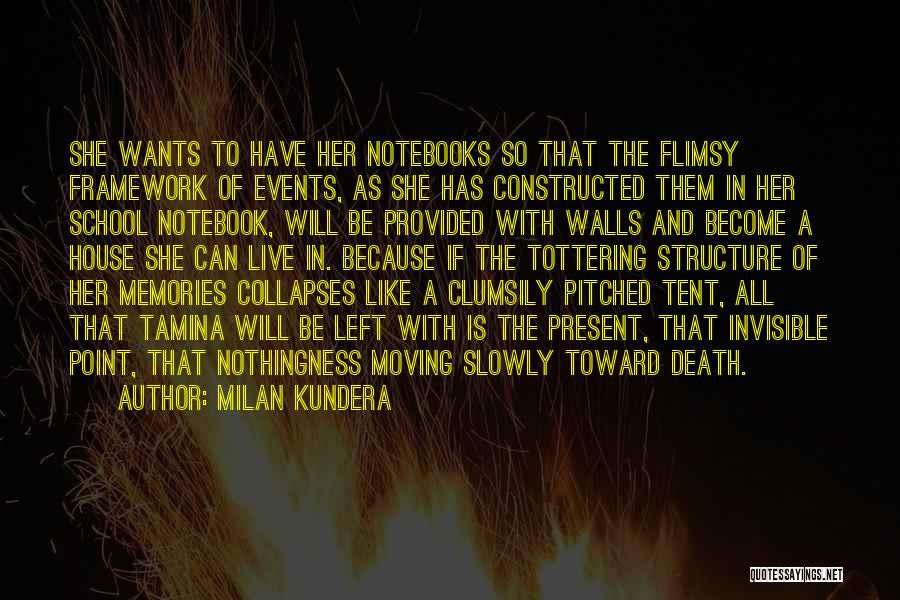 Milan Kundera Quotes: She Wants To Have Her Notebooks So That The Flimsy Framework Of Events, As She Has Constructed Them In Her