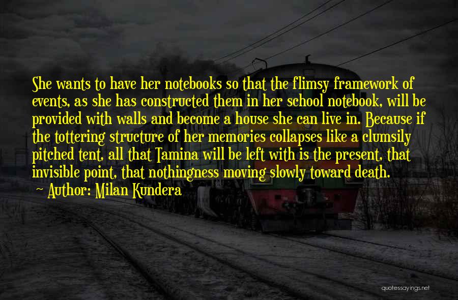 Milan Kundera Quotes: She Wants To Have Her Notebooks So That The Flimsy Framework Of Events, As She Has Constructed Them In Her