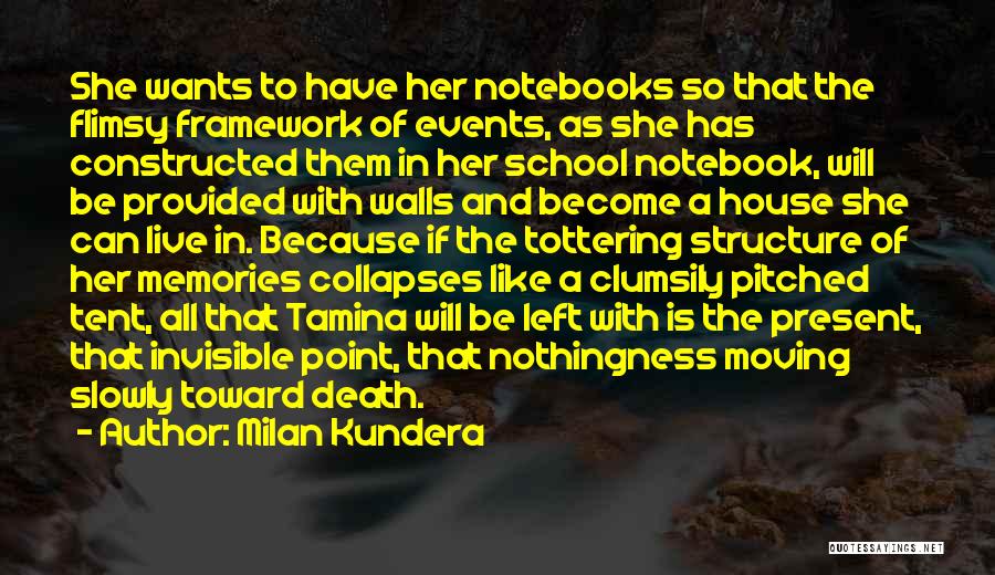 Milan Kundera Quotes: She Wants To Have Her Notebooks So That The Flimsy Framework Of Events, As She Has Constructed Them In Her