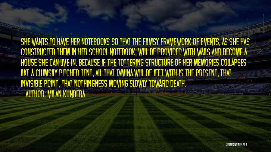 Milan Kundera Quotes: She Wants To Have Her Notebooks So That The Flimsy Framework Of Events, As She Has Constructed Them In Her