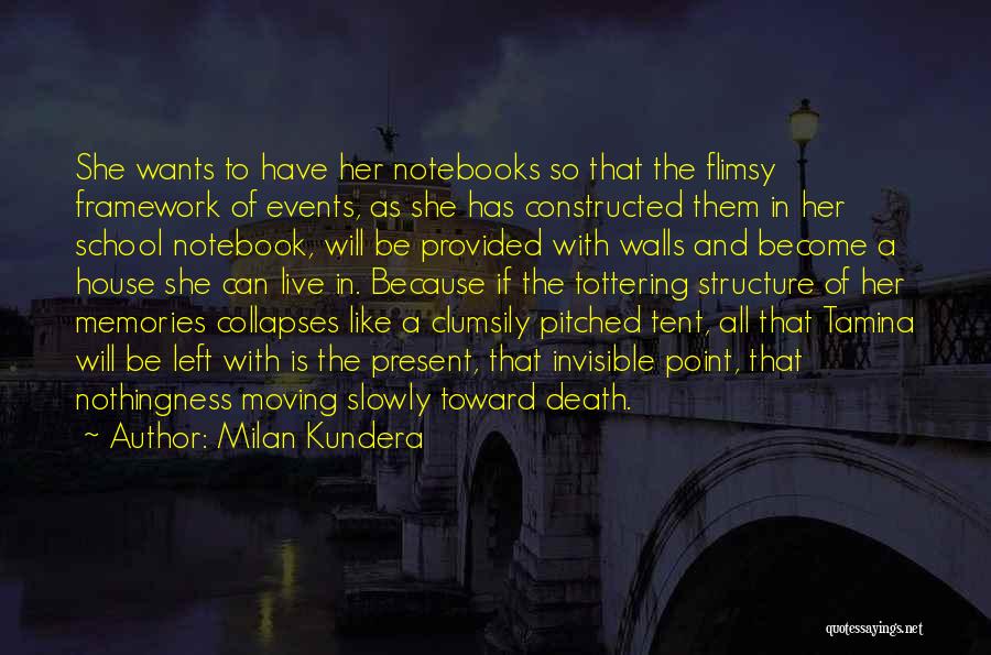 Milan Kundera Quotes: She Wants To Have Her Notebooks So That The Flimsy Framework Of Events, As She Has Constructed Them In Her