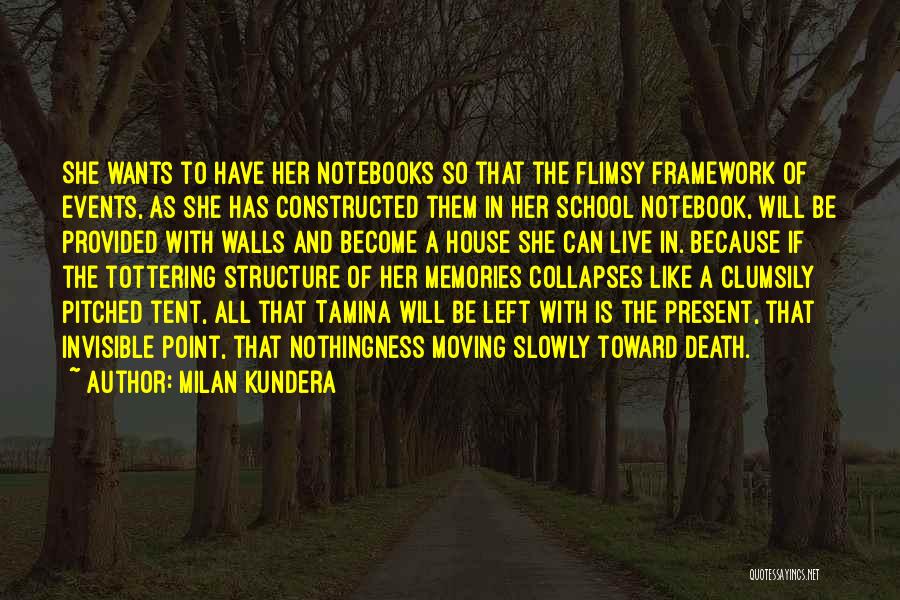 Milan Kundera Quotes: She Wants To Have Her Notebooks So That The Flimsy Framework Of Events, As She Has Constructed Them In Her