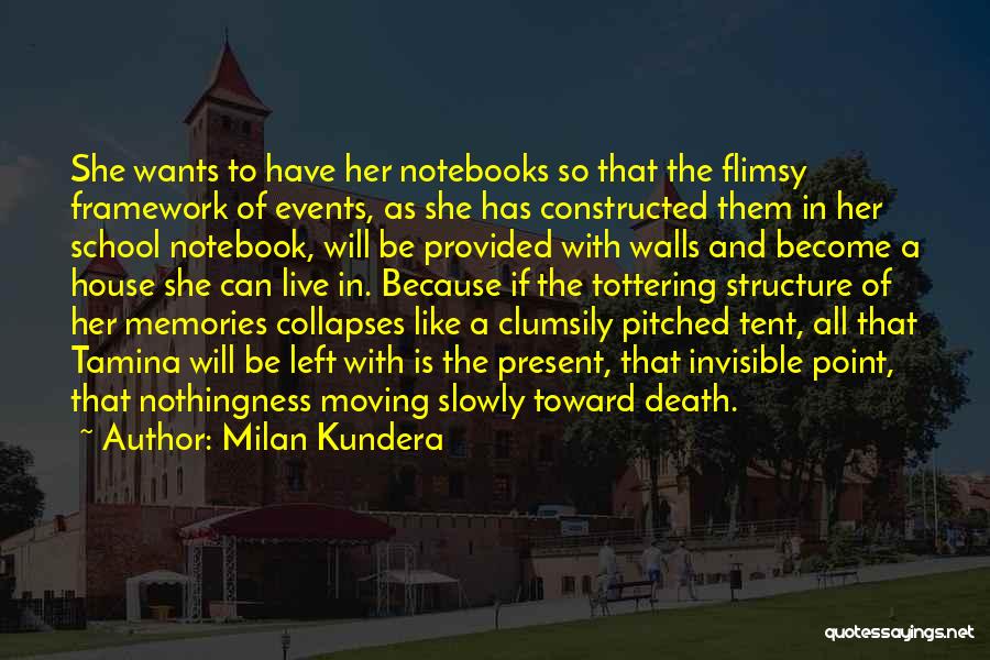 Milan Kundera Quotes: She Wants To Have Her Notebooks So That The Flimsy Framework Of Events, As She Has Constructed Them In Her