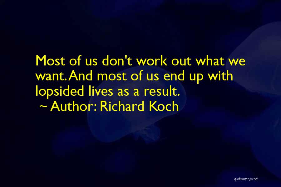 Richard Koch Quotes: Most Of Us Don't Work Out What We Want. And Most Of Us End Up With Lopsided Lives As A