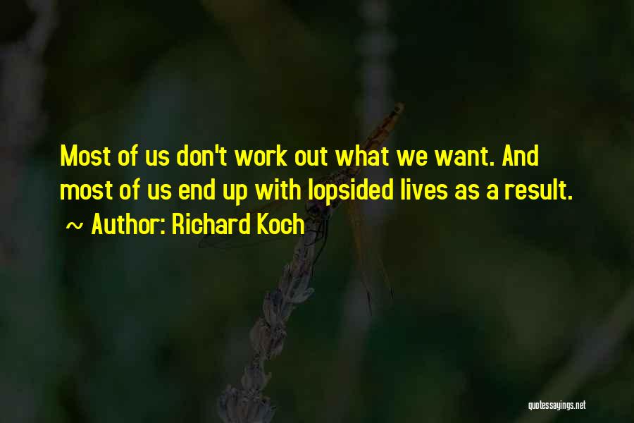 Richard Koch Quotes: Most Of Us Don't Work Out What We Want. And Most Of Us End Up With Lopsided Lives As A