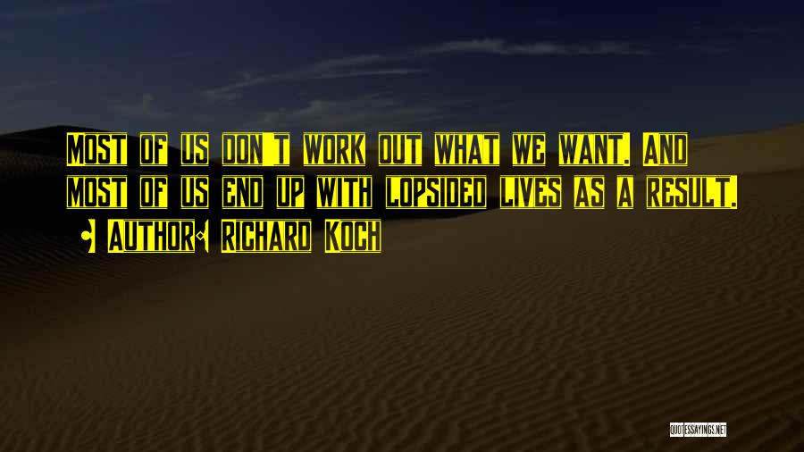 Richard Koch Quotes: Most Of Us Don't Work Out What We Want. And Most Of Us End Up With Lopsided Lives As A