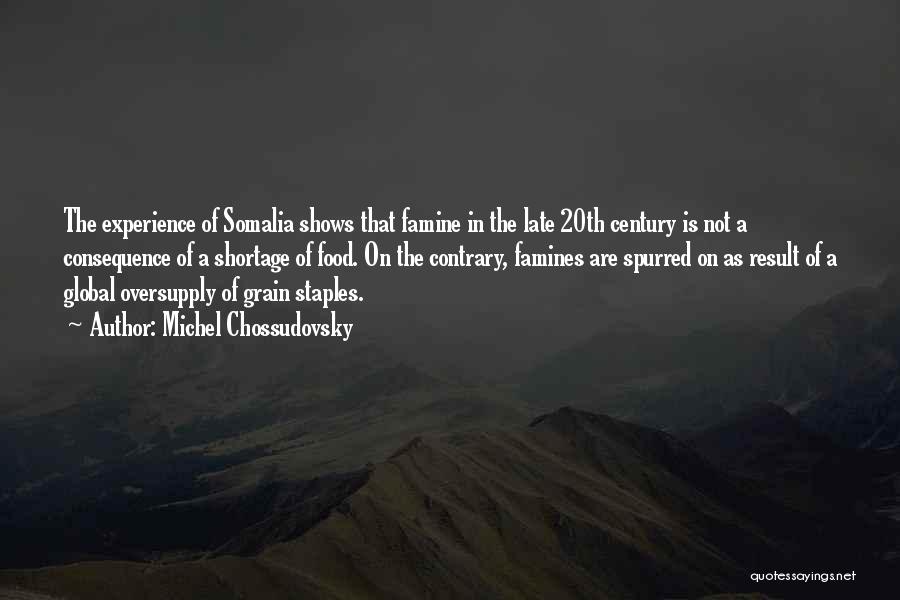 Michel Chossudovsky Quotes: The Experience Of Somalia Shows That Famine In The Late 20th Century Is Not A Consequence Of A Shortage Of