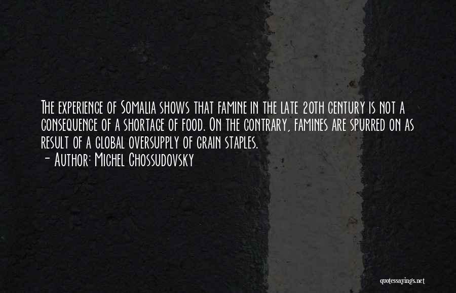 Michel Chossudovsky Quotes: The Experience Of Somalia Shows That Famine In The Late 20th Century Is Not A Consequence Of A Shortage Of